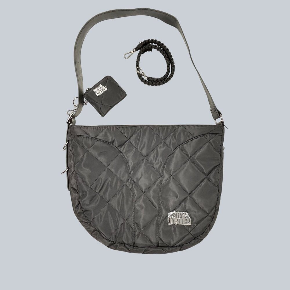 Steve Madden Quilted Black Crossbody Bag With Adjustable Strap